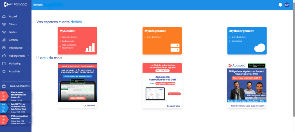 Espace client MyProxiteam